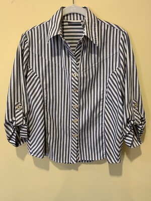 DRAPER S & DAMON S Petites Women s Top Gray Striped NWOT Size Petite Small PS