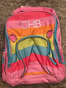 Pottery Barn Kids Fairfax Large Pink Rainbow Striped Backpack Mono