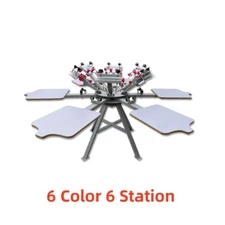 6 Color 6 Station Screen Printing Press Machine Micro Registration US Stock