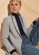 Me+em Wool Blend Check Blazer Sky Blue Size 14 Rrp £279