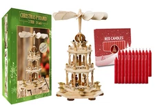 German Style Christmas Carousel Pyramid windmill Nativity 18in and 20 Candles 