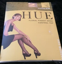 Hue Italy 3 Floral Pindot Mesh Comteol Top Natural Nude Pantyhose
