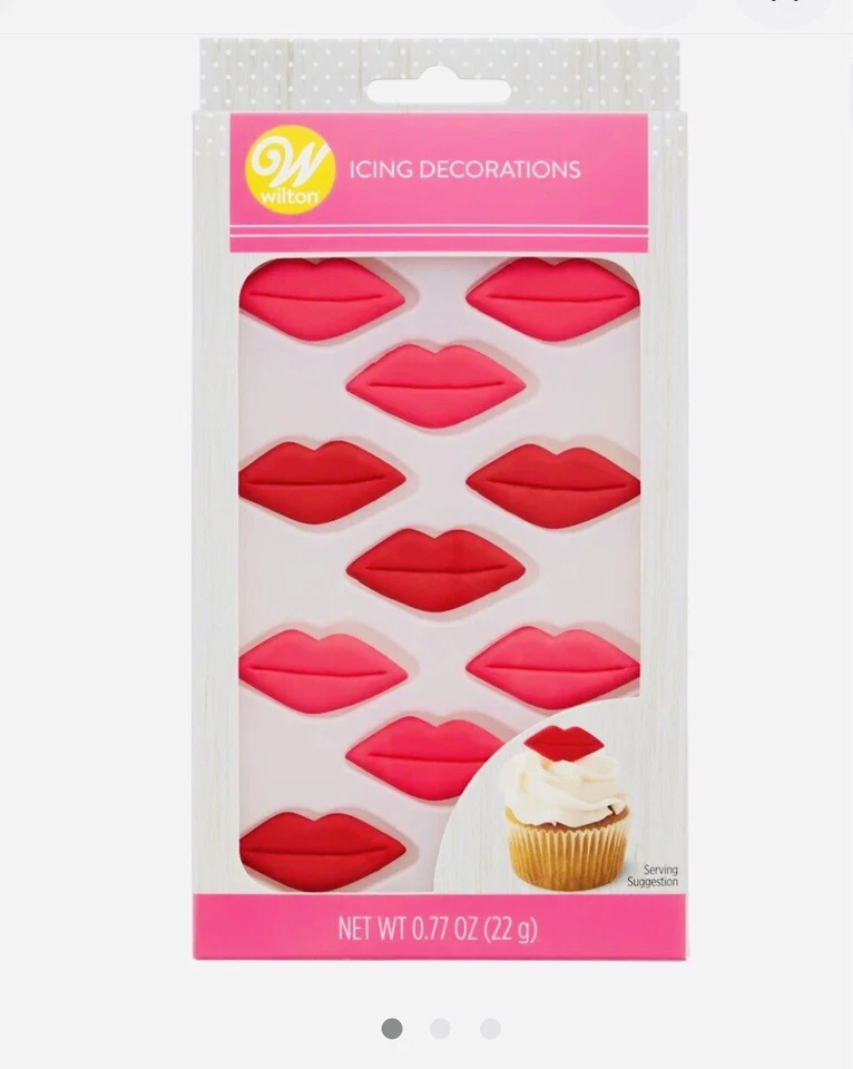 Decoraciones de hielo Wilton - Toppers para cupcakes: 12 labios - nuevo - ENVÍO N 24 HORAS Foto 3 de 4