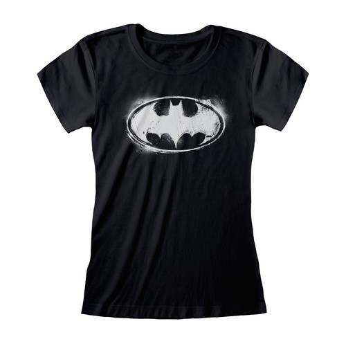 DC Batman Top Nero Donna Distressed Mono Logo - Foto 2 di 6