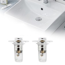 2X Universal Bathroom Sink Stopper Drain Strainer Pop Up Drain Stopper Stainle