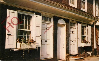 Ansichtskarte; Philadelphia, Elfreth's Alley, White Doors und Pent Eave