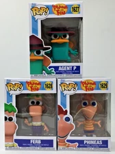 Funko Pop! Disney Phineas & Ferb #1628 #1629 & Agent P 1627 Set of 3 W/Protector