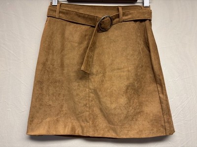Hollister Ultra High-Rise Mini Skirt Womens Brown Belted Back Zipper XS NWT