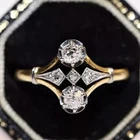 1 Ct Round Two Stone Diamond Art Deco Vintage Ring 14K Yellow Gold Finish Size 7