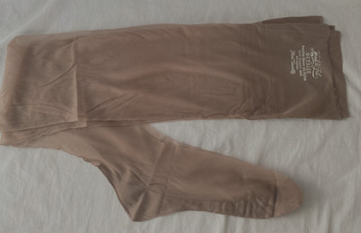 VTG 60s KNIT to FIT ALBERTS THIGH HIGH TAUPE OUTSIZE STOCKINGS..11-12..36''