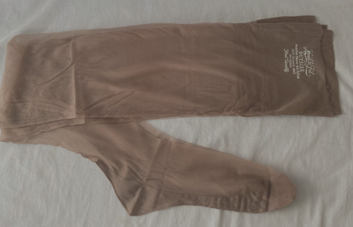 VTG 60s KNIT to FIT ALBERTS THIGH HIGH TAUPE OUTSIZE STOCKINGS..11-12..36"