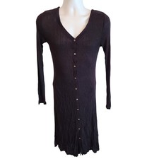 Love Fire Black Ribbed Button Front Sweater Dress Women’s Medium NWT Boho