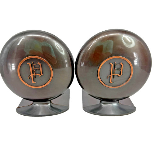 Pair Vintage Metal Bookends Monogram Letter P Dark Bronze Tone Art Deco MCM