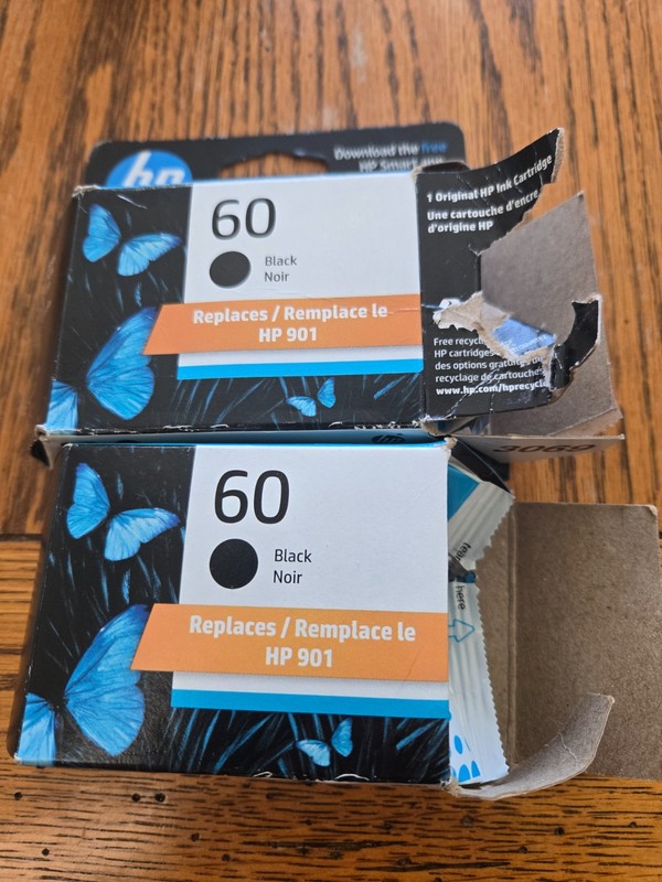 2 HP 60XL Ink Cartridge Replaces HP 901 - Black Authentic EXP 2025