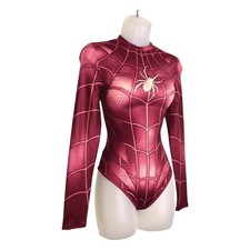 New Large Magenta Spider Web Long Sleeve Bodysuit Spiderman Superhero Costume