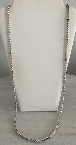 NWT Lauren Ralph Lauren Silver Tone Wheat Chain Necklace 39.75” - Picture 2 of 3