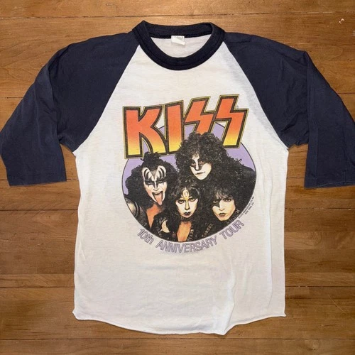 KISS 10th Anniversary Tour Raglan Shirt 80s Concert 1980s vintage concert t-shirt, vintage, single stitch, B+ condition