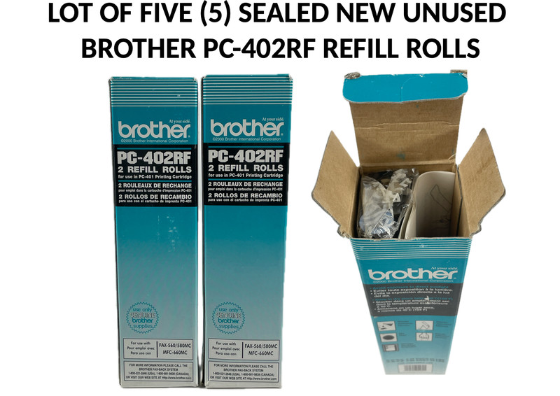 OBO🖨️SET OF FIVE (5) NEW BROTHER PC 402RF FAX THERMAL FILM RIBBON REFILL ROLLS