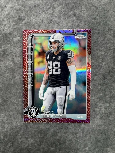 2025 Topps Chrome Maxx Crosby Football Leather Refractor #180 Raiders MINT