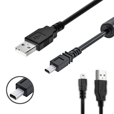 Black Durable 8 Pin Mini USB Cable 4.9Ft - USB 2.0 a to 8-Pin Mini B Cable W/...