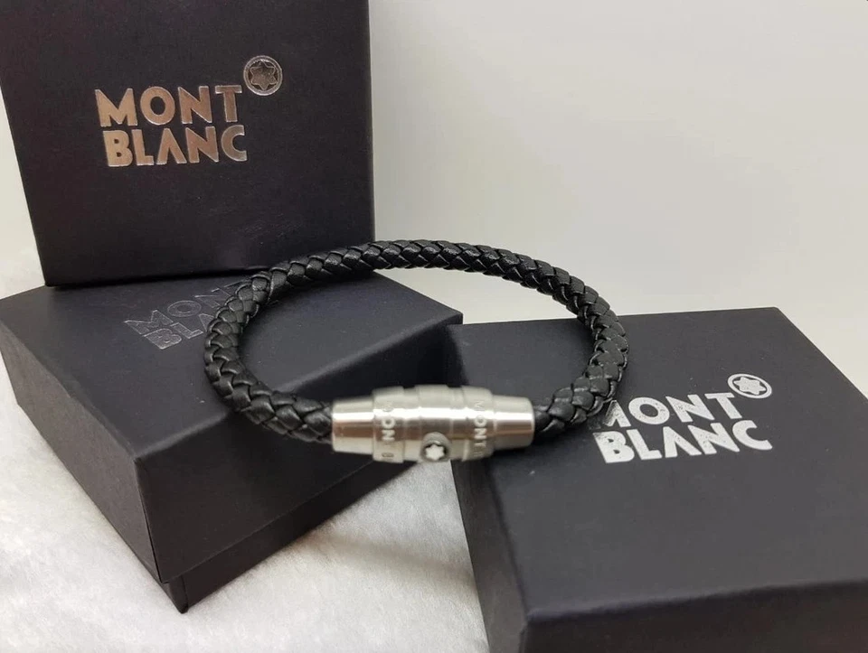 Montblanc Meisterstück Bracelet Men Leather Silver Stainless Steel 21cm-Full Box - Image 4 of 4