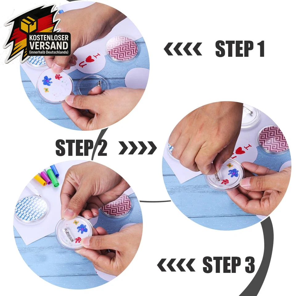 DIY Buttons Selber Machen Ohne Maschine Ansteckpins Sicherheitsnadel Acryl Für B - Bild 4 von 4