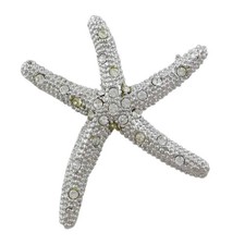 Silver-tone with Clear Crystals Starfish Brooch Pin - PRS121