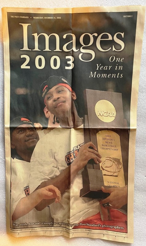 2003 Syracuse NCAA Championship Newspaper Poster Carmelo Anthony Post Standard V