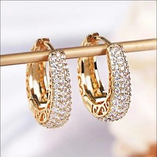 925 Sterling Silver CZ Hoop Earrings for Women Vintage Zircon Party Jewelry