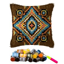 DL-YTG Latch Hook Kits Pillow Flower Crochet Yarn Cushion Colour B