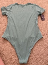 Auden Luxury Collection Luxe Stretch Fully Lined Bodysuit Green Women  s L NWT