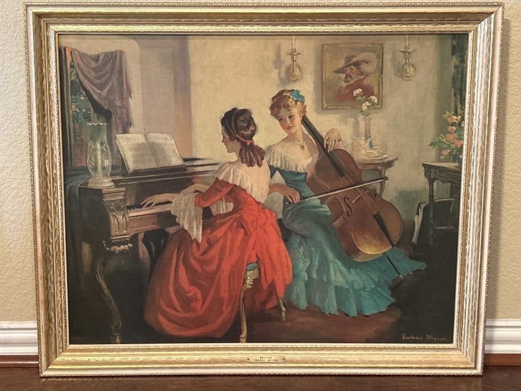 Frederic Mizen Vintage Lithograph “The Recital” on Board – 30x24