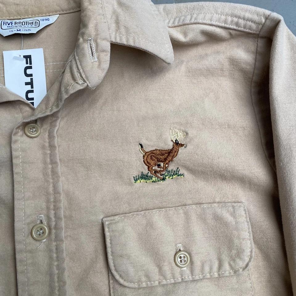 Camisa pesada Five Brother de la década de 1990 hecha en EE. UU. Deer Tan Foto 3 de 4