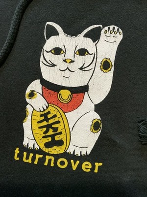 Turnover Indie Alternative Punk Rock Band Maneki Neko Lucky Cat Graphic Hoodie M