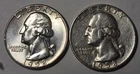 1958 & 1958D Washington Silver Quarters. Circulated