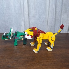 LEGO CREATOR: 3 In 1 Lot Of Lion And Dinosaur Built Complete Animal Set 