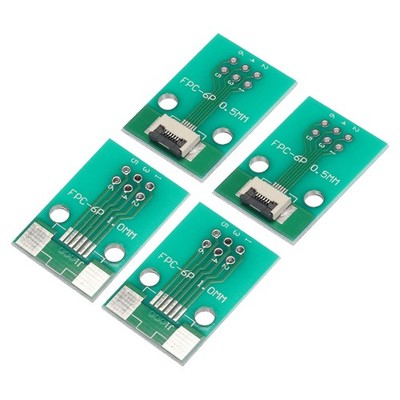 4Pcs FPC PCB Converter Board 6P 0.5mm on Socket Side Back 1.0mm to DIP 2.54mm