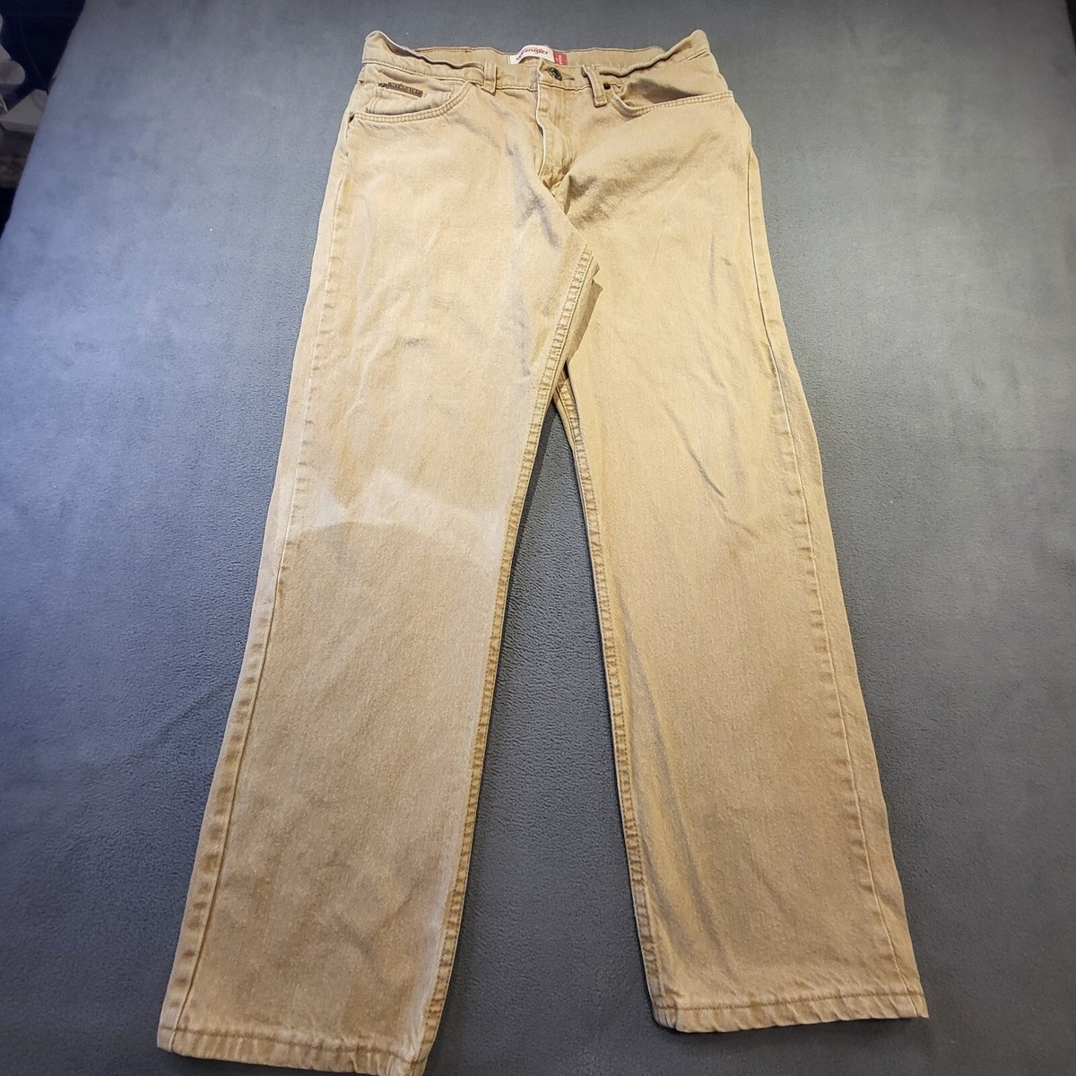 Wrangler Jeans Mens 32x29 Brown Denim Straight Leg Western Rodeo Distressed