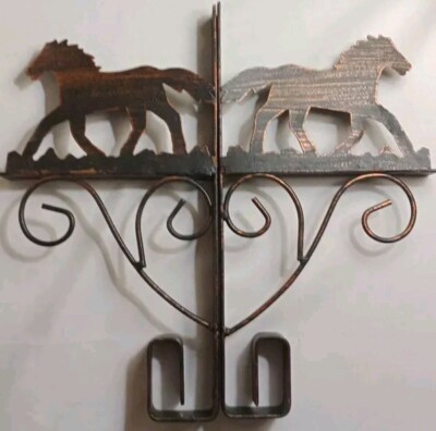 Brushed Metal Running Horse Plant Hangers Set of 2