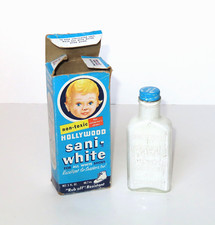 Vintage 3 Fl. Oz. Bottle Hollywood Sani-White Shoe Cleaner Polish w. Box, Empty