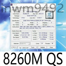 Intel Xeon Platinum 8260M QS 2.30GHz 24-Cores 33MB 165W LGA-3647 CPU Processor