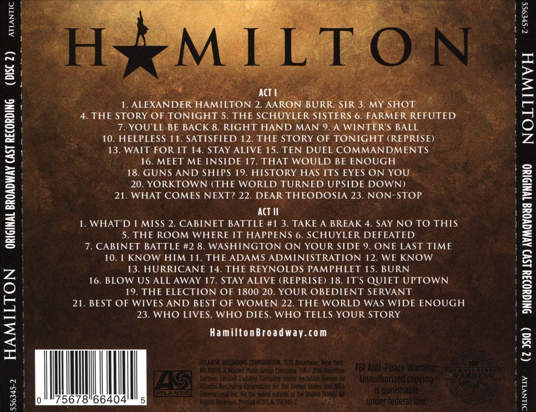 Hamilton Broadway Cast Recording Broadway Cast Recording Hamilton