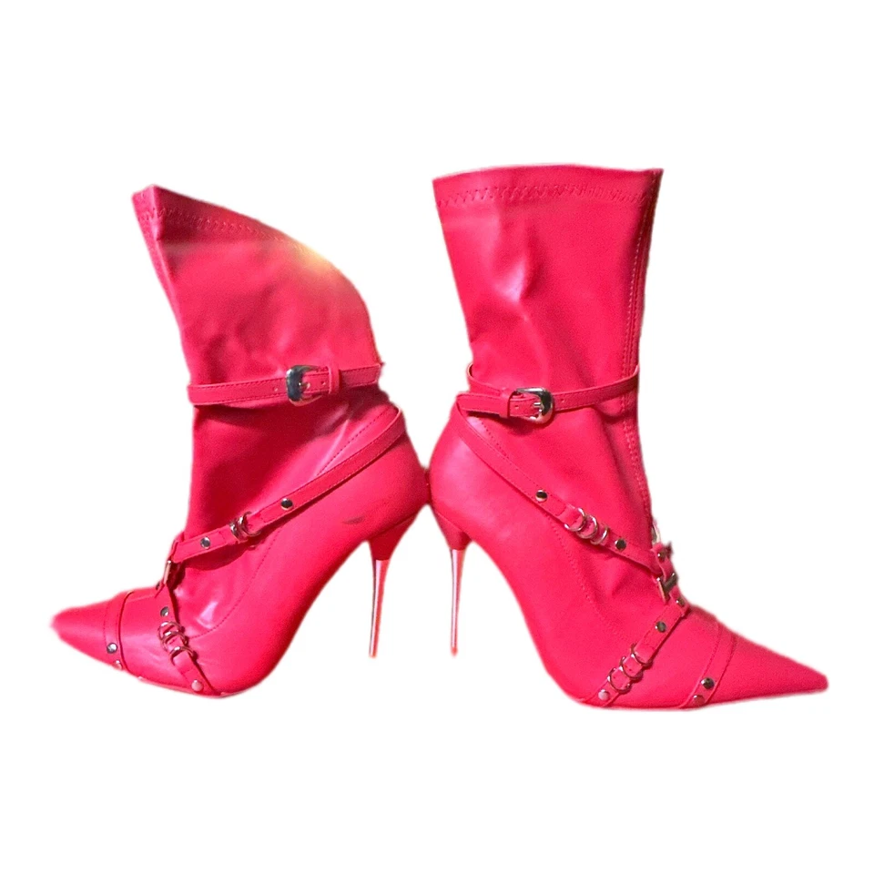 public desire Spiked Heel Red Boots - Image 4 of 4