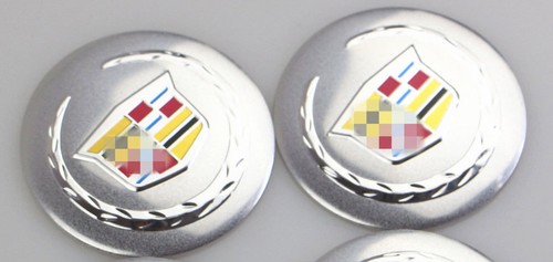 2.22" Silver Cadillac Logo Wheel Center Caps Emblems Badge Decal Symbol Stickers - Picture 6 of 11