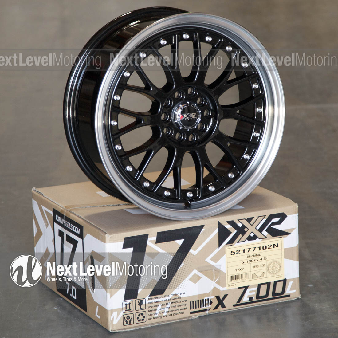 XXR 521 17X7 4X100 4X114.3 +38 GLOSS BLACK WHEELS FITS HONDA CIVIC