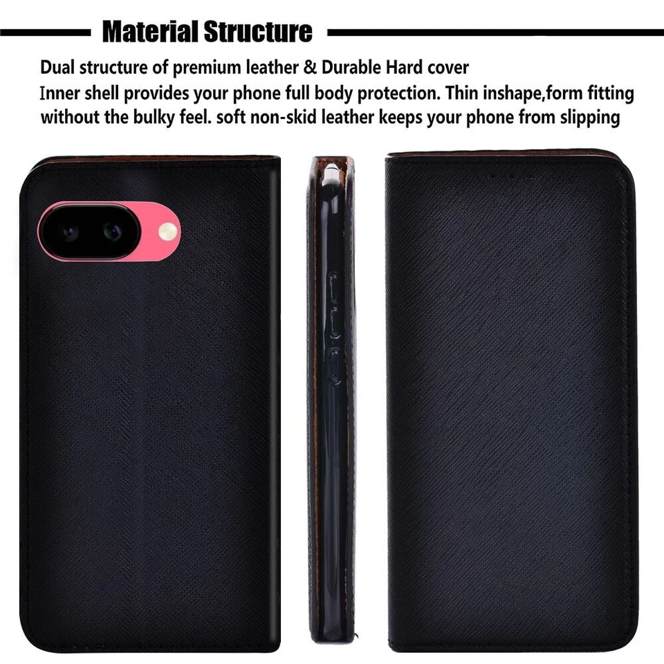 PU Leather Stand Wallet Cover Case For Google Pixel 6/6A/7/7A/8/8 Pro/9/9 Pro/9A - Image 2 of 4