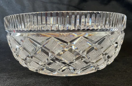 Waterford Crystal Cut Glass Diamond Pattern Bowl 8”