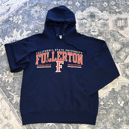 Vintage Y2K JerZees Cal State University Fullerton Hoodie Herren M blau Hvy Sweatshirt - Bild 2 von 17