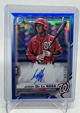 2021 Bowman Chrome JEREMY DE LA ROSA 1st RC Blue Refractor AUTO 65/150 Nationals