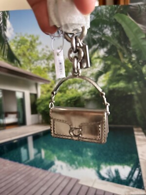 NWT NWT Coach Iconic Metal 3D Tabby Bag Charm silver Keychain Key